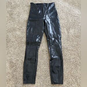 SPANX Navy Blue Leather Leggings